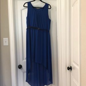 High - Low Royal Blue Dress with Black Belt